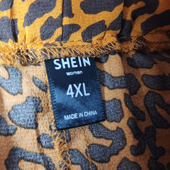 Shein Womens Paperbag Shorts Animal Print Pull-On Flowy Orange Brown 4XL - Picture 3 of 7